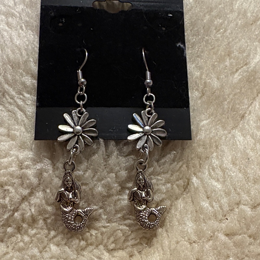 Silver Mermaid Dangle Earrings
